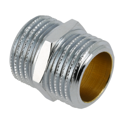 BONFIX messing verchroomd draadfitting dubbele nippel 3/8inch RR