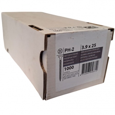 Gipsplaatschroeven 3.9 x 25 grove draad - 1000 stuks