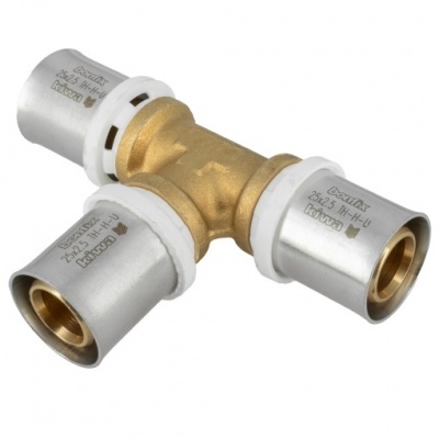 Foto van Bonfix Alu-pers T-stuk 25 x 25 x 25 mm messing persfitting