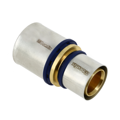 BONFIX Alu-pers - messing perskoppeling / persfitting - verloopkoppeling recht 50mm x 32mm FF Foto van BONFIX Alu-pers - messing perskoppeling / persfitting - verloopkoppeling recht 50mm x 32mm FF