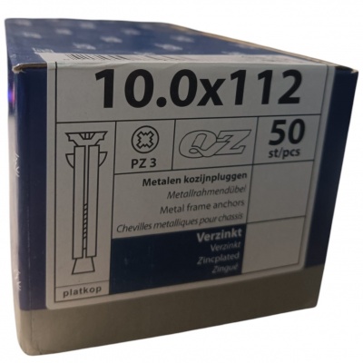 QZ kozijnpluggen platkop 10.0 x 112 - 50 stuks