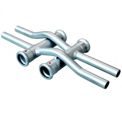 BONFIX press fitting galvanized steel cross-over double 12mm