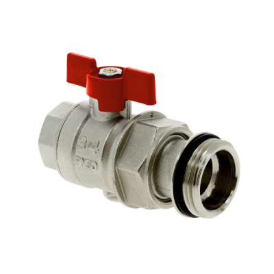 Foto van BONFIX messing draadfitting kogelkraan rode hendel en staartstuk 3/4inch x 1inch RRp