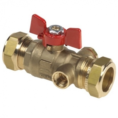 Foto van BONFIX messing knel kogelkraan met vlindergreep en aftap 22mm FF