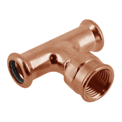Photo of BONFIX press fitting red copper Tee female thread 35mm x 1/2inch x 35mm FRpF