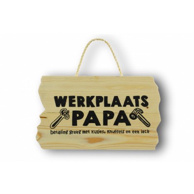 Wandbord 'werkplaats papa' Wandbord 'werkplaats papa'