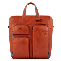 Piquadro B2V CA5770 Blue Square Computer Handbag Cognac