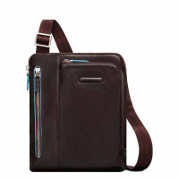 Piquadro B2 CA1816 Blue Square iPad Crossbody Bag Dark Brown
