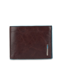 Piquadro B2 PU257 Blue Square Men's Wallet Dark Brown