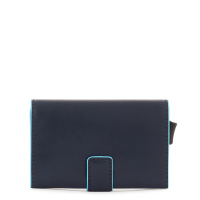 Piquadro PP5649B2BLR Blue Square Credit Card Holder Case In Metal Blue
