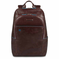 Piquadro B2 CA3214 Blue Square Computer Backpack Dark Brown