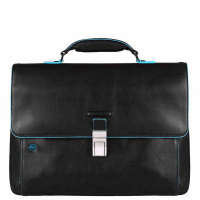 Piquadro B2 CA3111 Blue Square Expandable Computer Bag Black