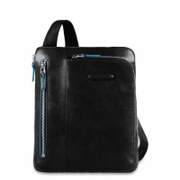 Piquadro B2 CA1816 Blue Square iPad Crossbody Bag Black