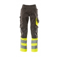 MASCOT® Workwear Broek met kniezakken | SAFE SUPREME | 1817 donkerantraciet/hi-vis geel | 15679-860
