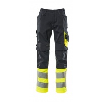 MASCOT® Workwear Broek met kniezakken | SAFE SUPREME | 01017 donkermarine/hi-vis geel | 15679-860-0