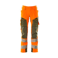 MASCOT® Workwear Werkbroek met kniezakken | ACCELERATE SAFE | 1433 hi-vis oranje/mosgroen | 19079-51