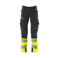 MASCOT® Workwear Werkbroek met kniezakken | ACCELERATE SAFE | 01017 donkermarine/hi-vis geel | 19179