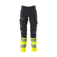 MASCOT® Workwear Werkbroek met kniezakken | ACCELERATE SAFE | 01017 donkermarine/hi-vis geel | 19879