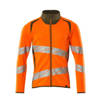 MASCOT® Workwear Sweatshirt met rits | ACCELERATE SAFE | 1433 hi-vis oranje/mosgroen | 19184-781-143