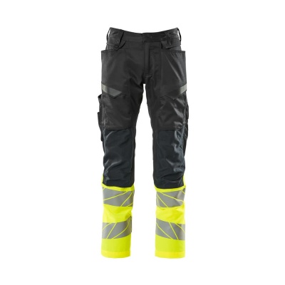 MASCOT® Workwear Broek met kniezakken | ACCELERATE SAFE | 0917 zwart/hi-vis geel | 19679-236-0917