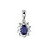 Afbeelding van 14 krt witgouden hanger met blauwe saffier en zirkonia 4105393