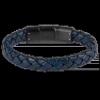 Afbeelding van Blauwe gevlochten leren armband met zwart staal S-B133A