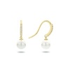 Afbeelding van 14 karaat geelgouden oorhangers met imitatieparel en zirkonia 4023834