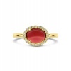Afbeelding van 14 krt gouden ring met granaat en 0.09 crt diamant 4031746