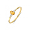 Afbeelding van 14 krt geelgouden ring met citrien en diamant 0.07 crt 607068013