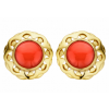 Afbeelding van 14 krt gouden oorknoppen met bloedkoraal 40-K5-404BLCK
