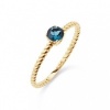 Afbeelding van 14 krt geelgouden ring met blauw topaas 2140241
