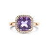 Afbeelding van 14 krt roodgouden ring met amethist en diamant 4401606