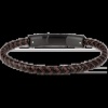 Afbeelding van Zwart- bruine leren armband met zwart staal S-B110A
