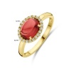 Afbeelding van 14 krt gouden ring met granaat en 0.09 crt diamant 4031746