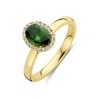 Afbeelding van 14 krt gouden ring met groen toermalijn en diamant 0,08 crt 4028449