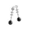Afbeelding van Diamonfire zilveren oorhangers met zwarte parel en zirkonia 6215961782