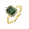 Afbeelding van 14 krt geelgouden ring met groen toermalijn en diamant 0.10 crt 4028436