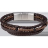 Afbeelding van 4- delige bruine leren armband met onyx en hematiet kralen S-B116A
