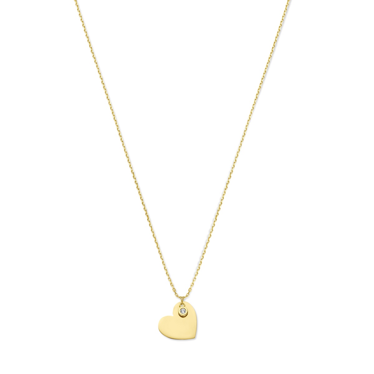 14 krt geelgouden collier met harthanger en zirkonia 4029536