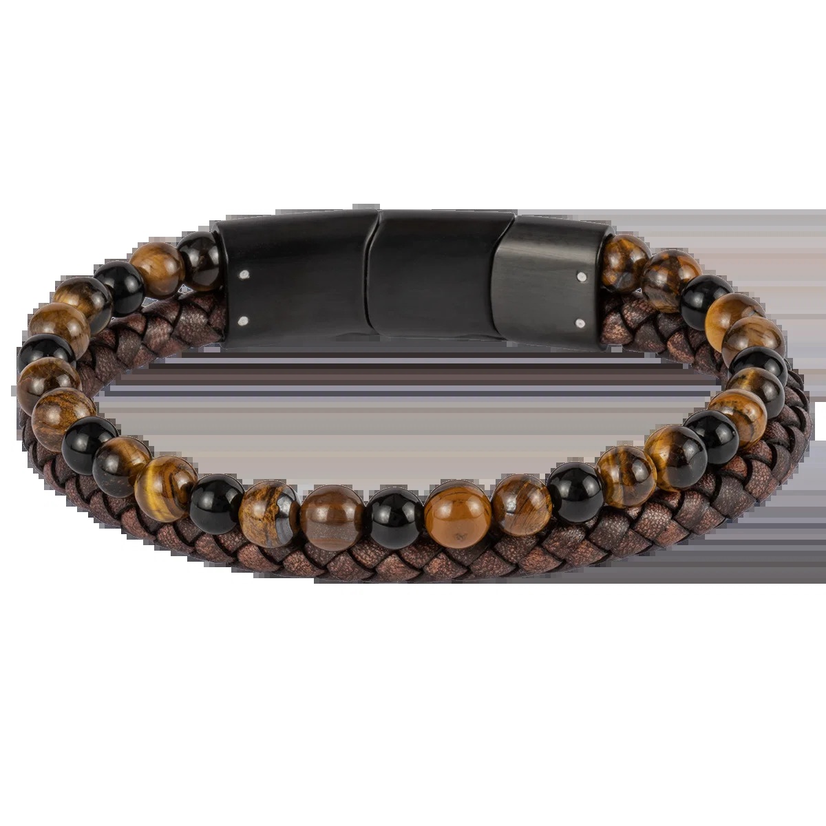 Leren herenarmband met tijgeroog kralen S-B135A 