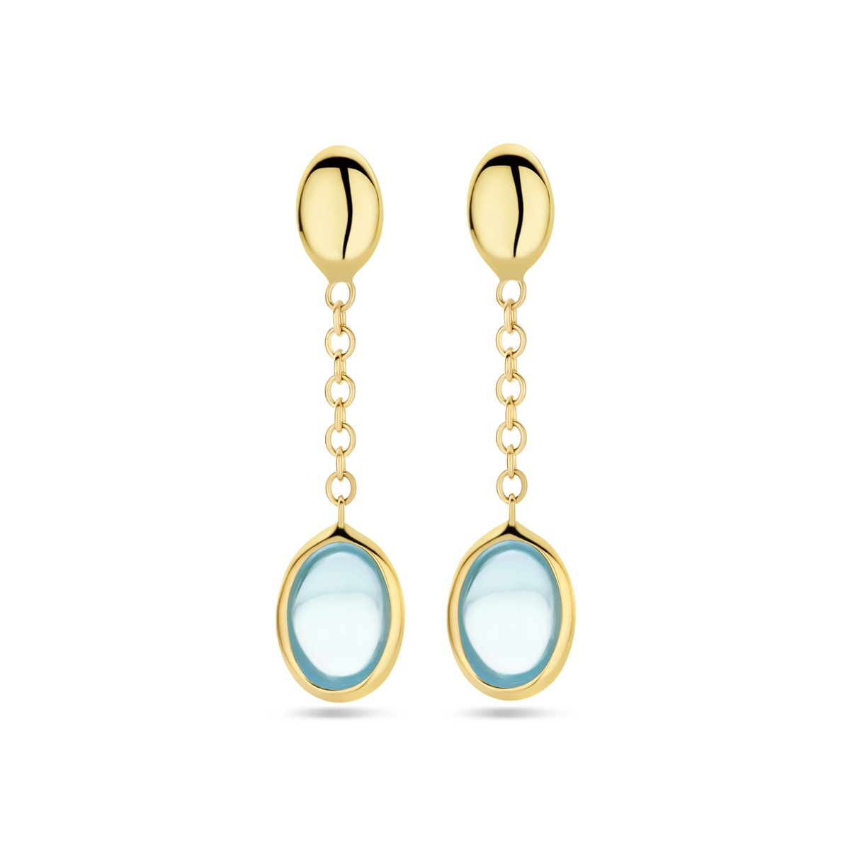 14 krt geelgouden oorhangers met blauw topaas 4031211