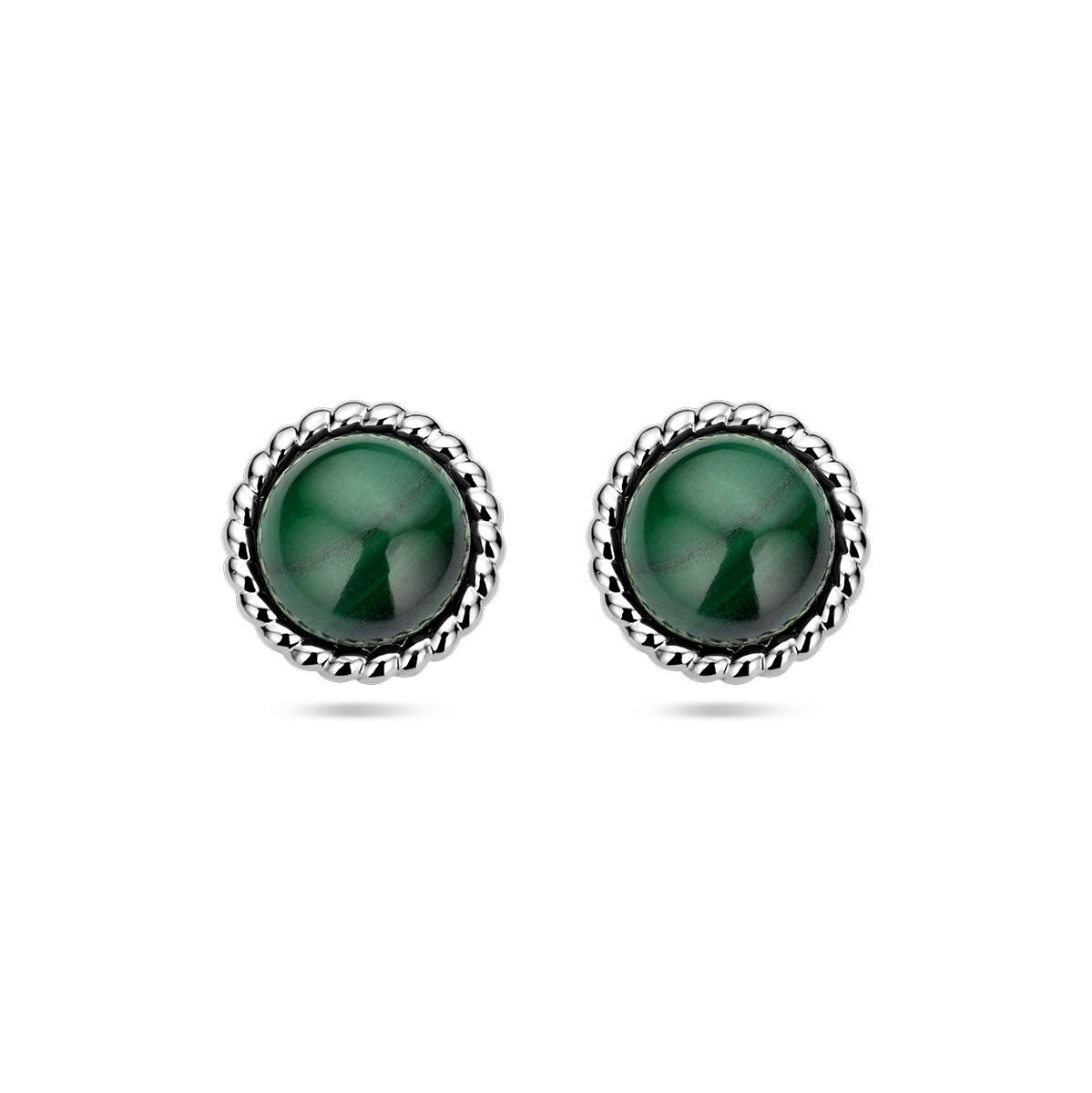 Zilveren oorknoppen met malachiet 1337731