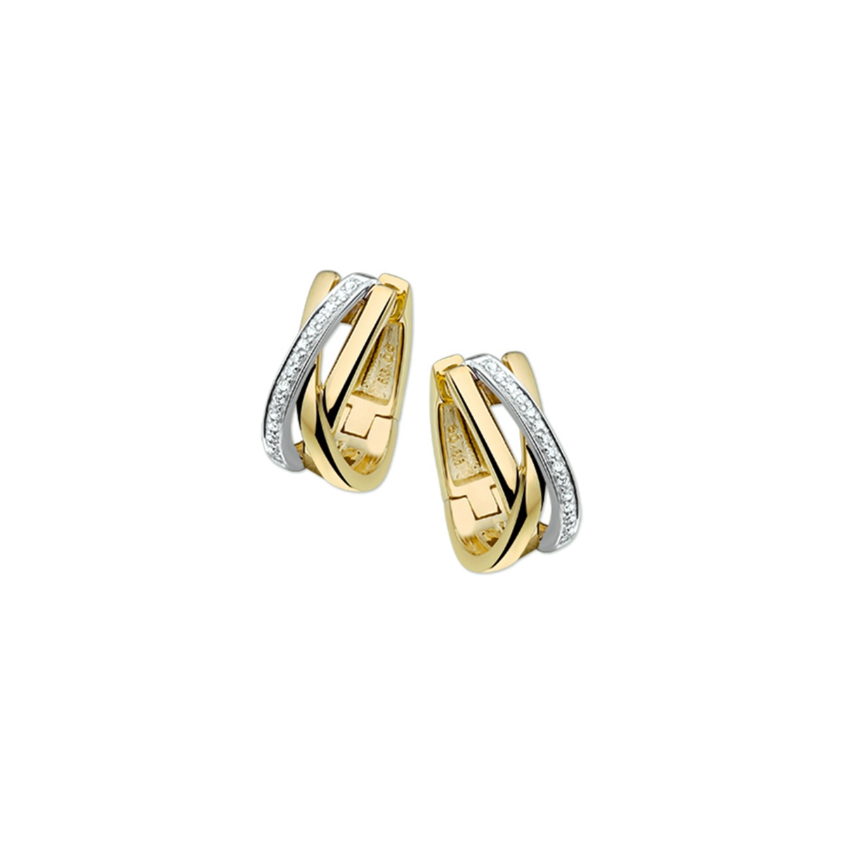 14 krt bicolour gouden creolen met diamant 4206180