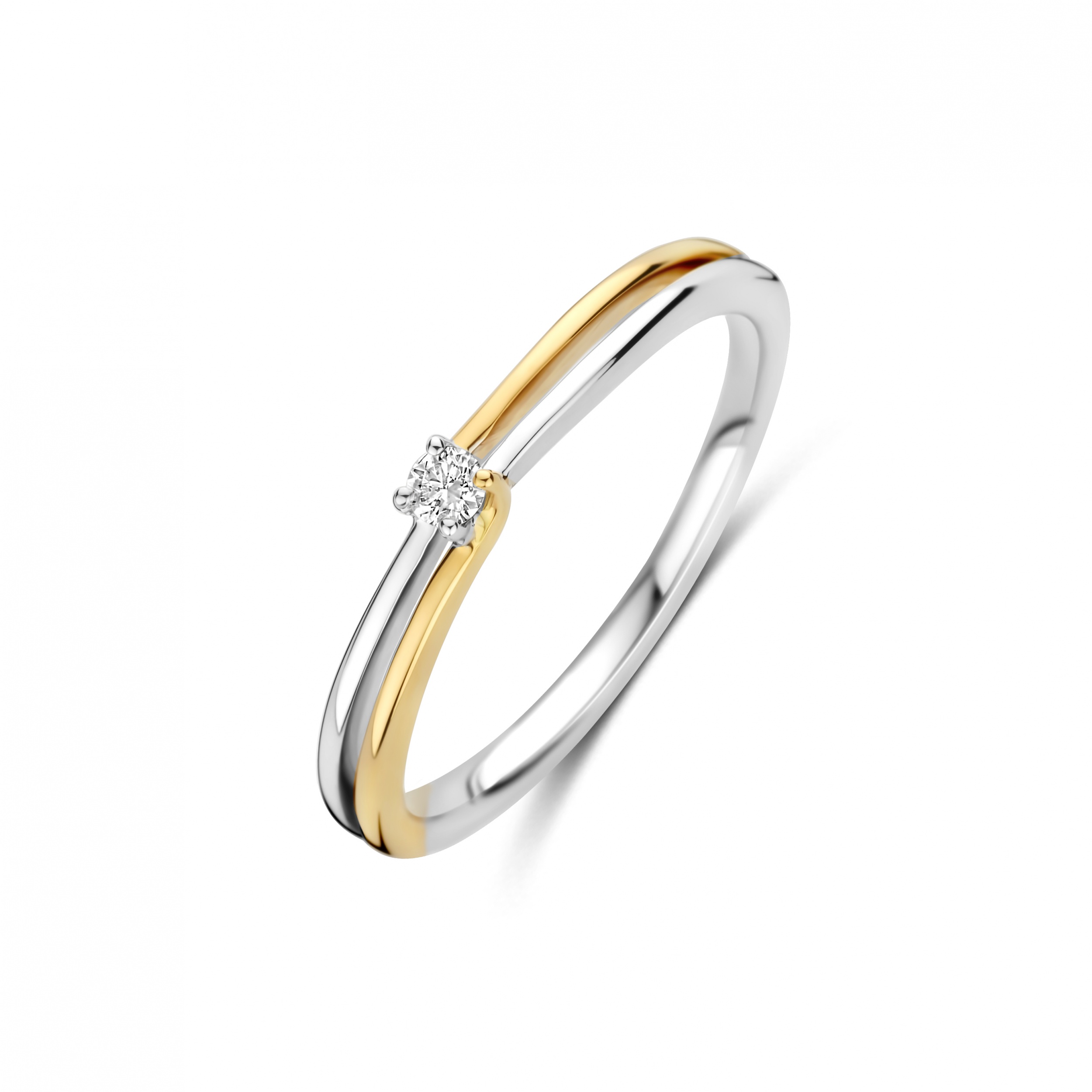 14 krt bicolour gouden ring met briljant 607269901