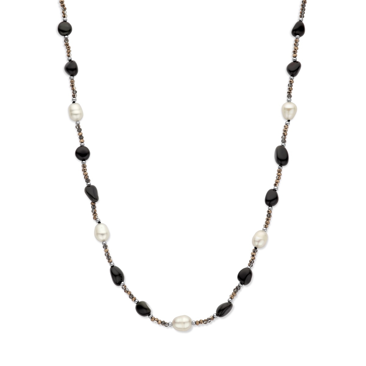 Zilveren collier met parel, onyx en hematiet 1338119