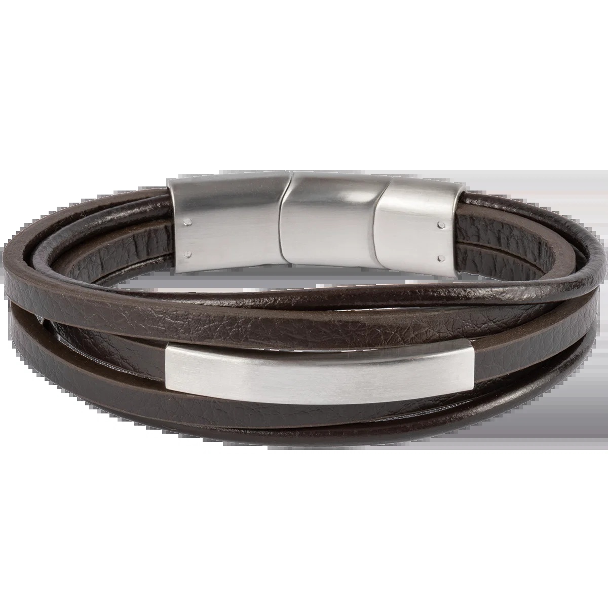 5-delige leren herenarmband met staal S-B132A