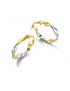 Bicolour gouden creolen met zilveren kern 41-OGR40