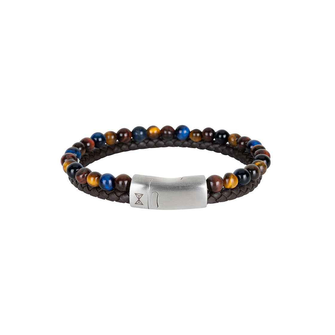 AZE Armband Leer+Stenen Combi String Rocky Mountains-Brown AZ-BL020-A-210