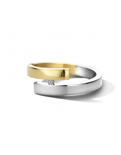 14 krt bicolour gouden ring met 0.02 crt diamant 41R37XXX3-0.02