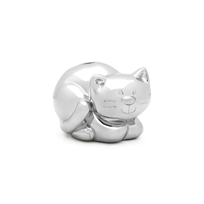 Verzilverd spaarpot poes 6006060
